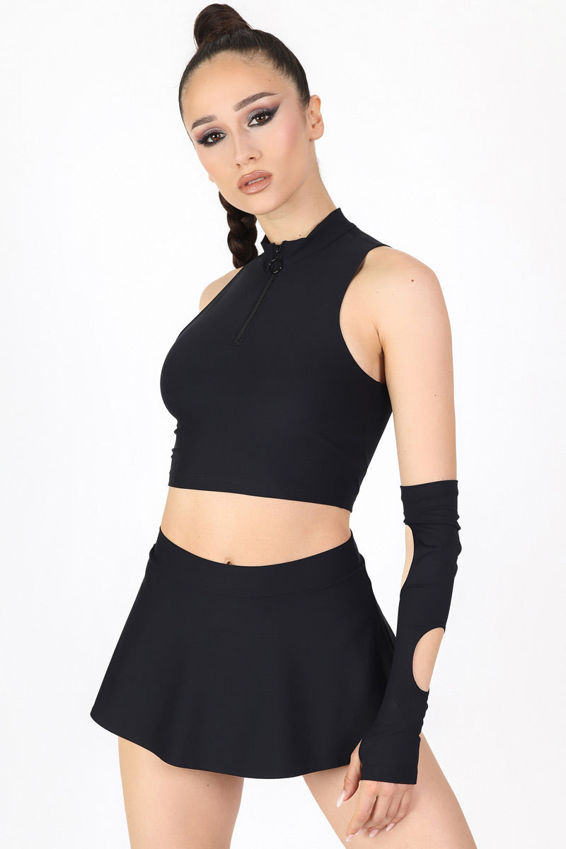 Black Rave Mini Skirt Set