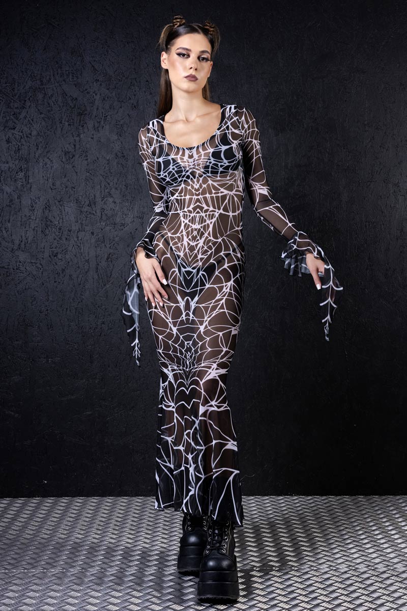 Black Widow Sheer Mesh Dress