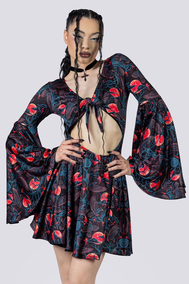 Bloodmoon Omen Front Tie Knot Dress | DevilWalking