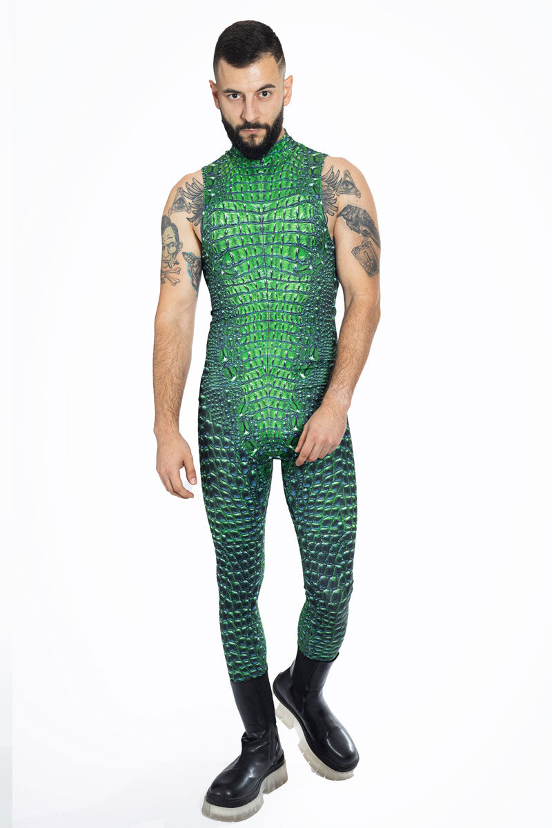 Crocodile Sleeveless Costume for Men Front View