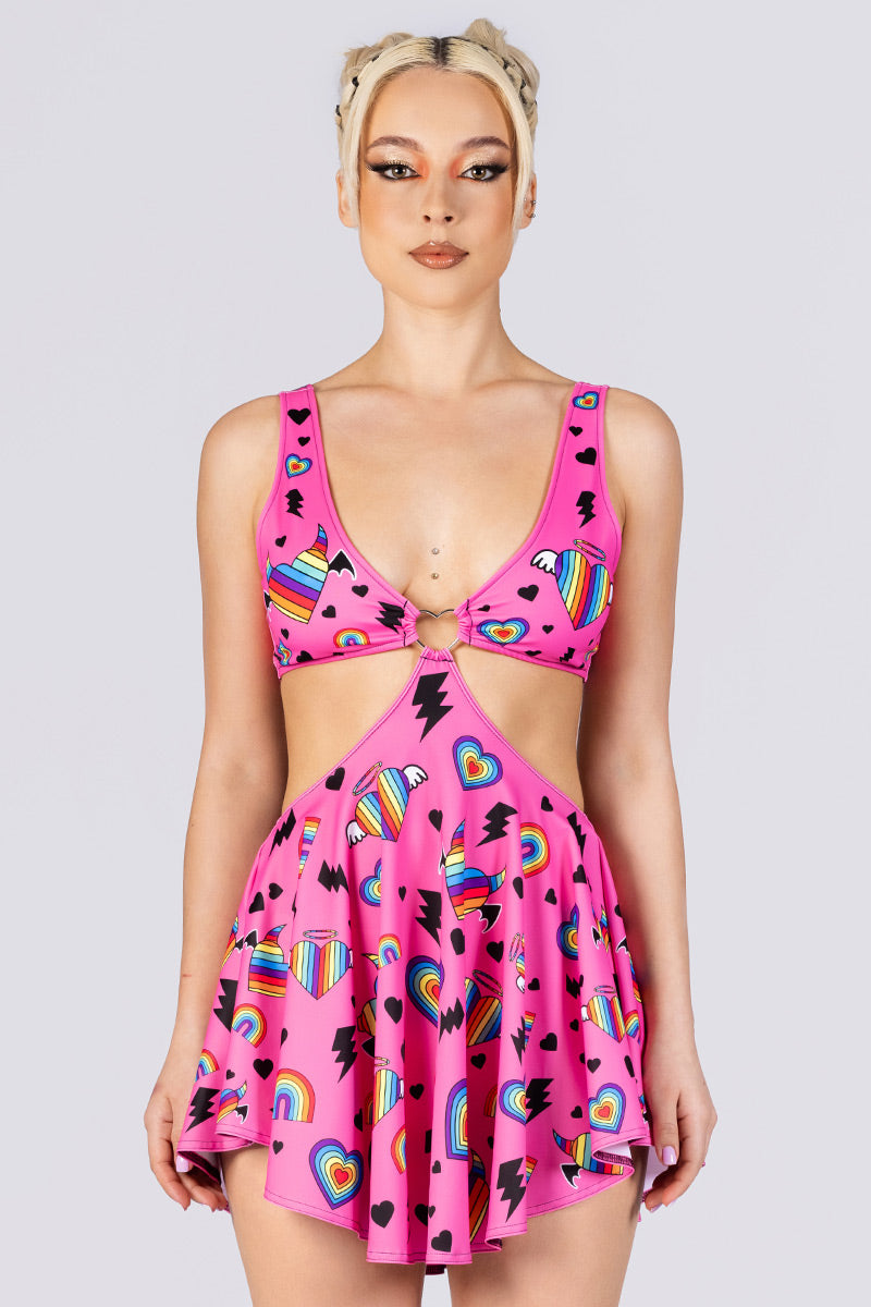 skater dress swimsuit ShapeSolver Women's Square Neck Skater Dress