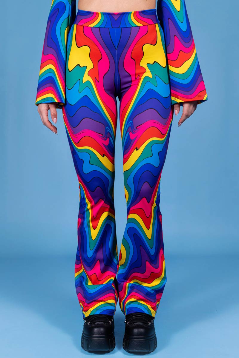 Rainbow Drip & Dazzle Flare Pants for Pride