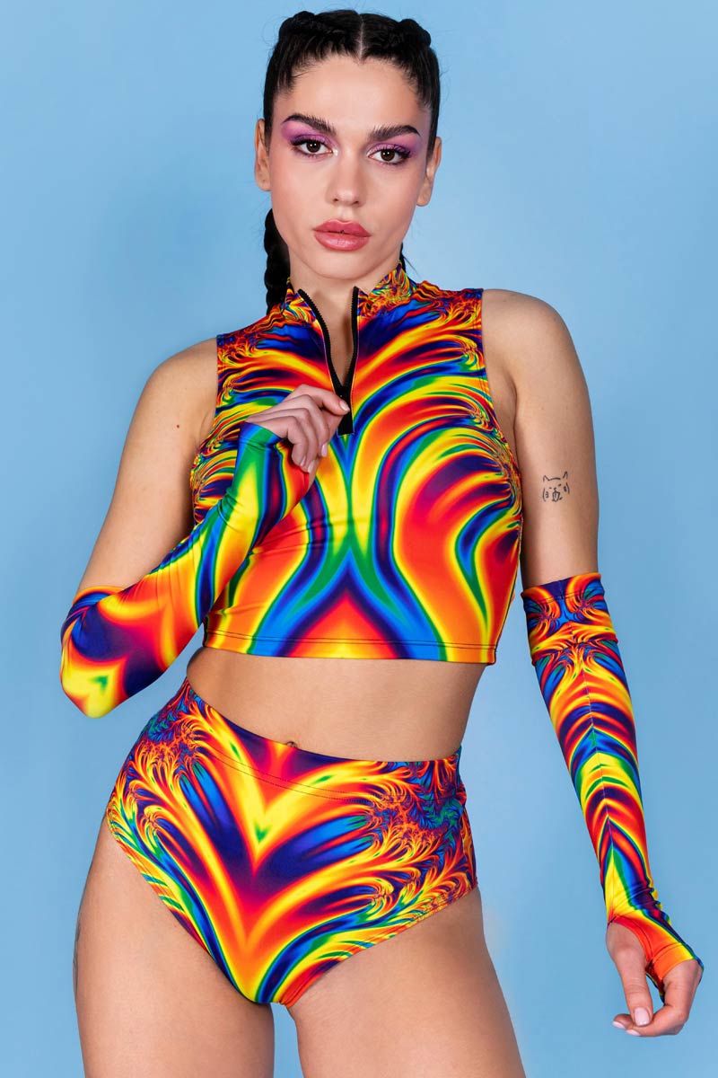 Lava Kiss Rave Booty Shorts Set for Pride Festivals | Devil Walking