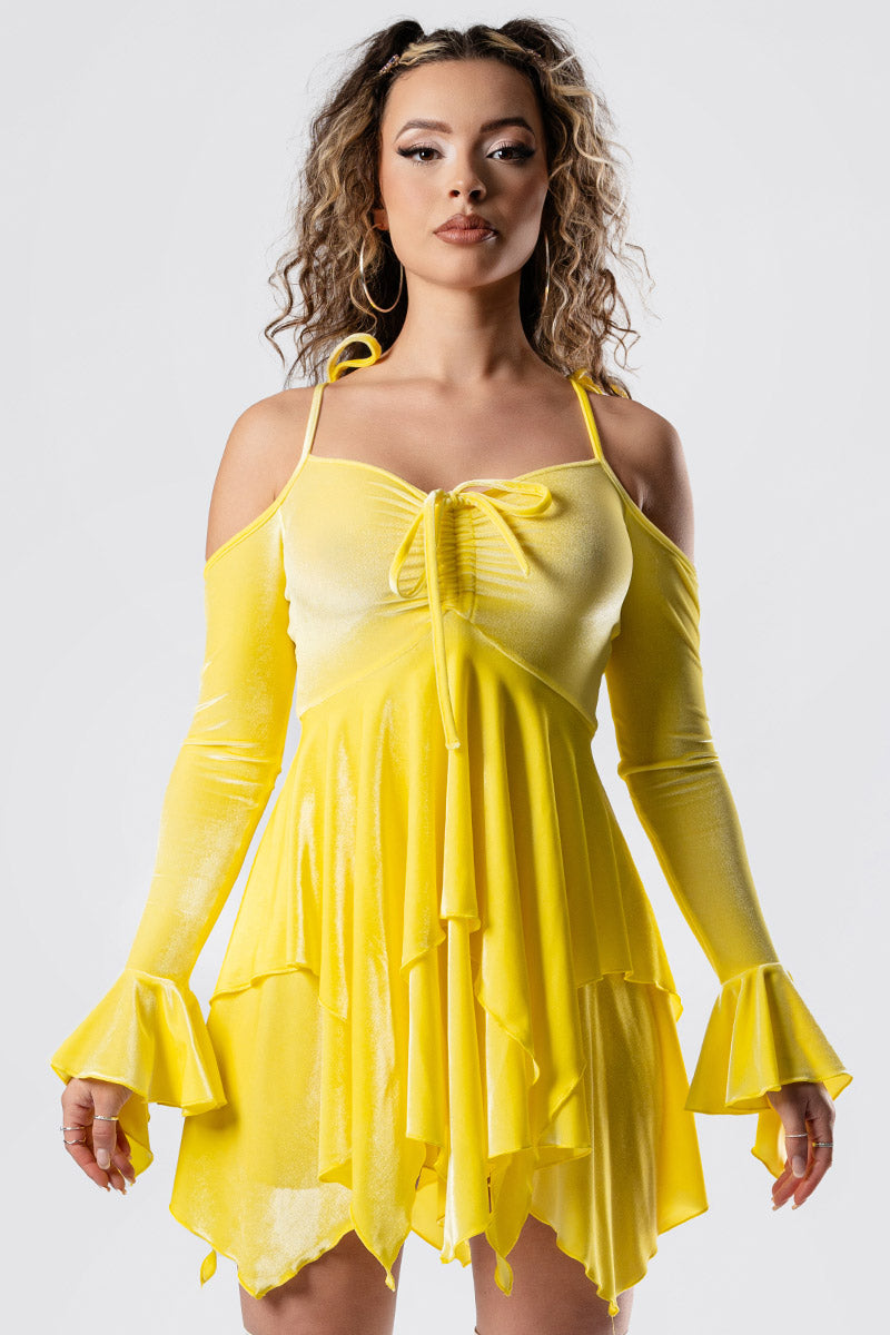 lemon-twist-fairy-dress-yellow-velvet-close-front-view