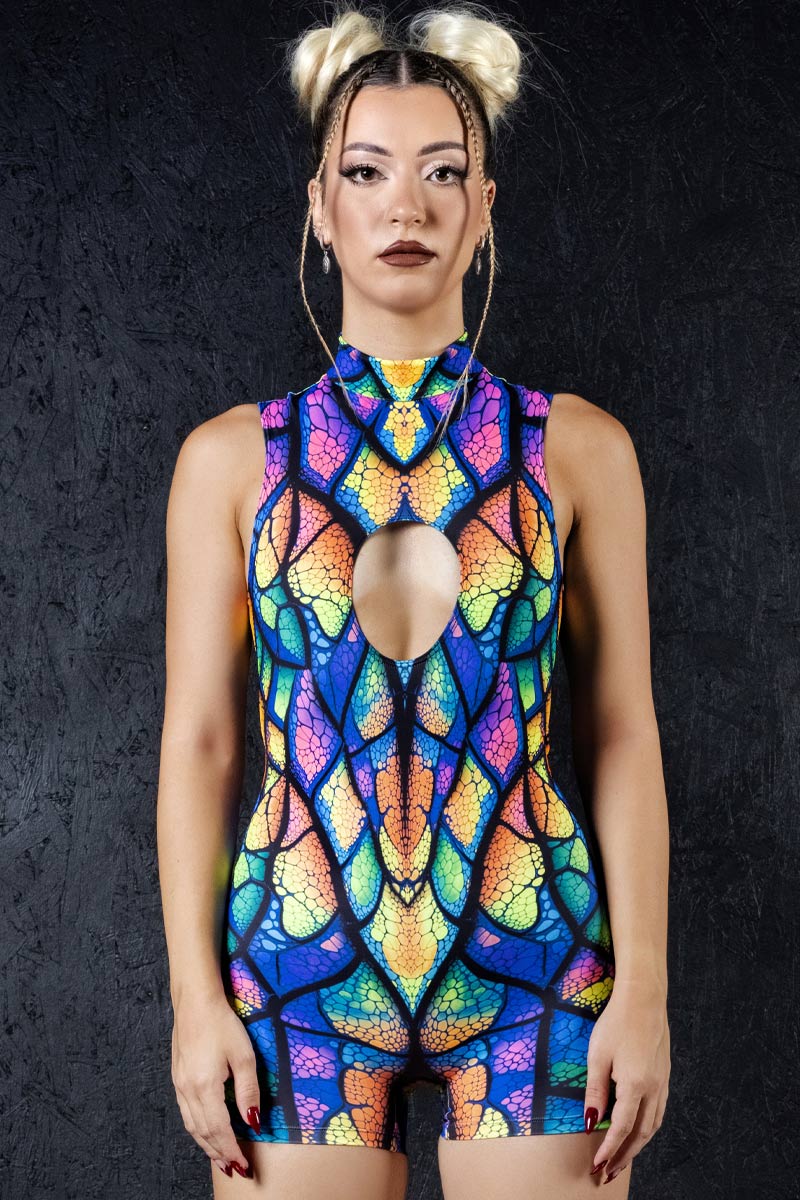 neon-chameleon-cut-out-romper-close-view