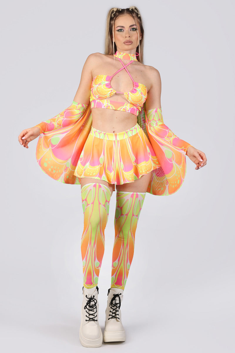 Neon Moth Transparent Butterfly Wings – Fairy Rave Gear for Festival, L