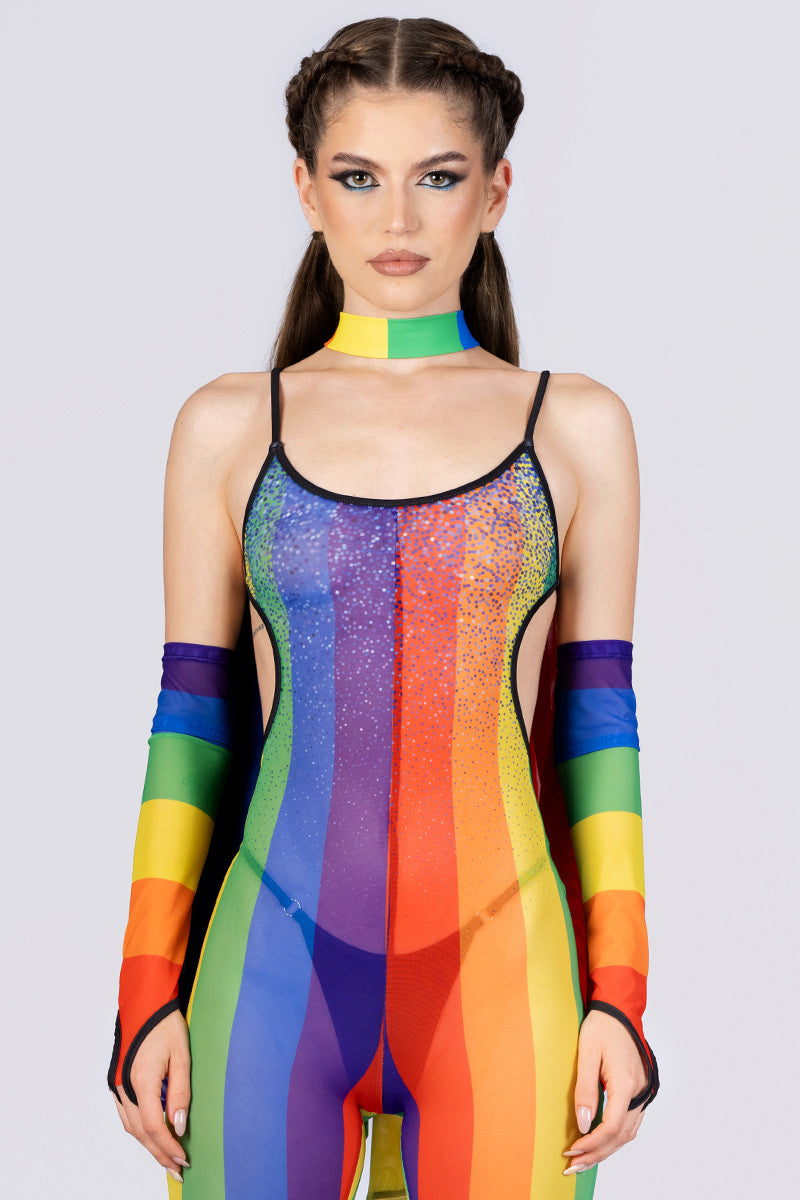 Pride Queen Mesh Open Back Jumpsuit | Devil Walking