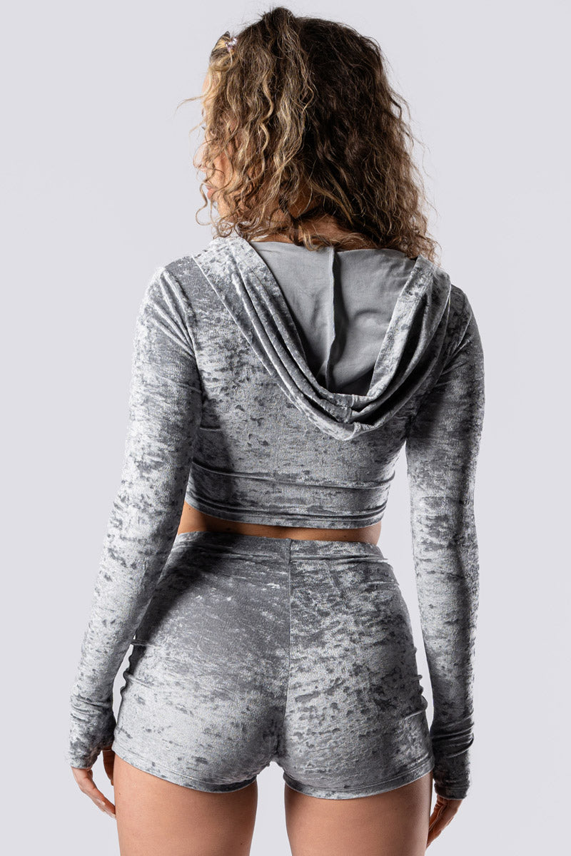 silver-fox-lace-up-shorts-grey-velvet-close-back-view