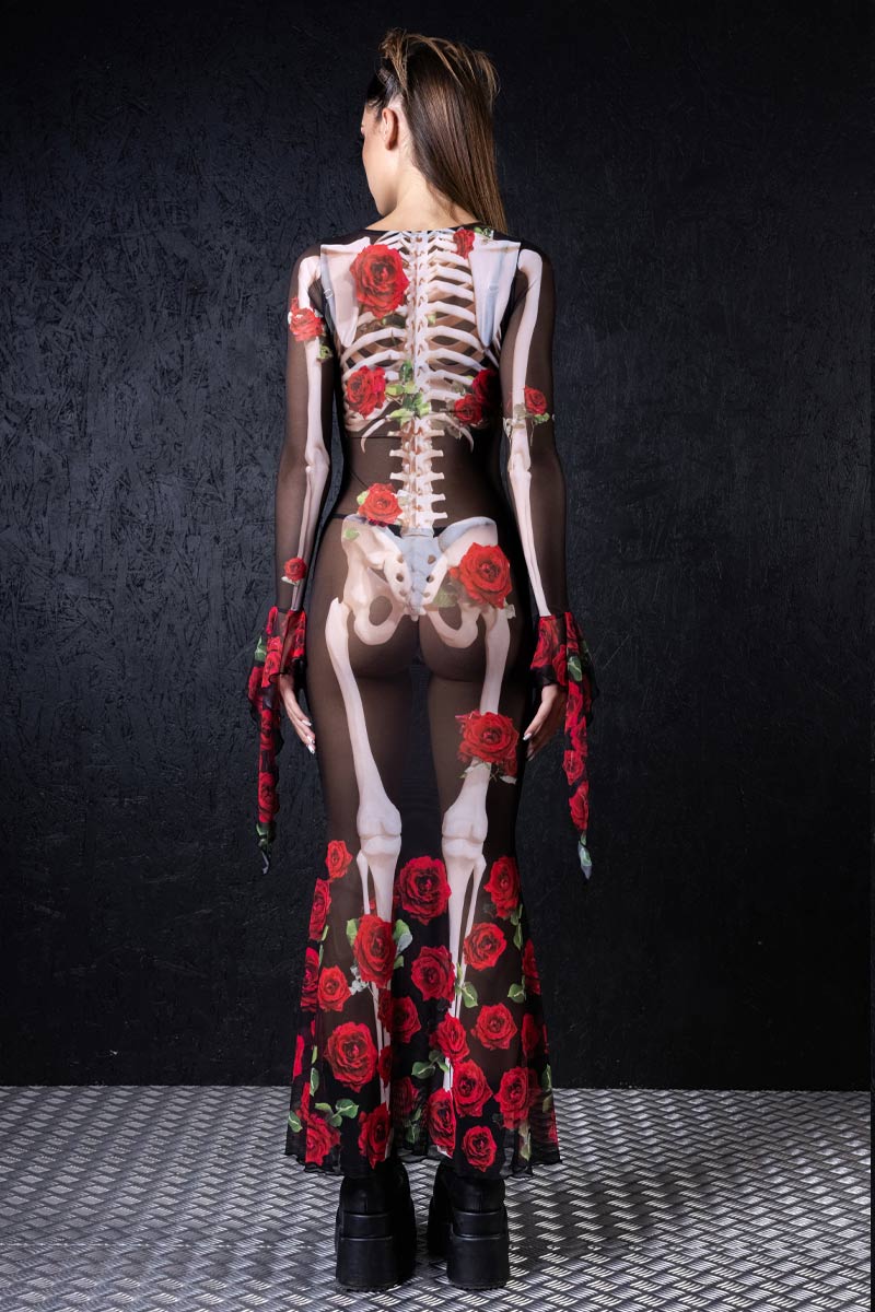 skeleton-n-roses-sheer-mesh-dress-back-view