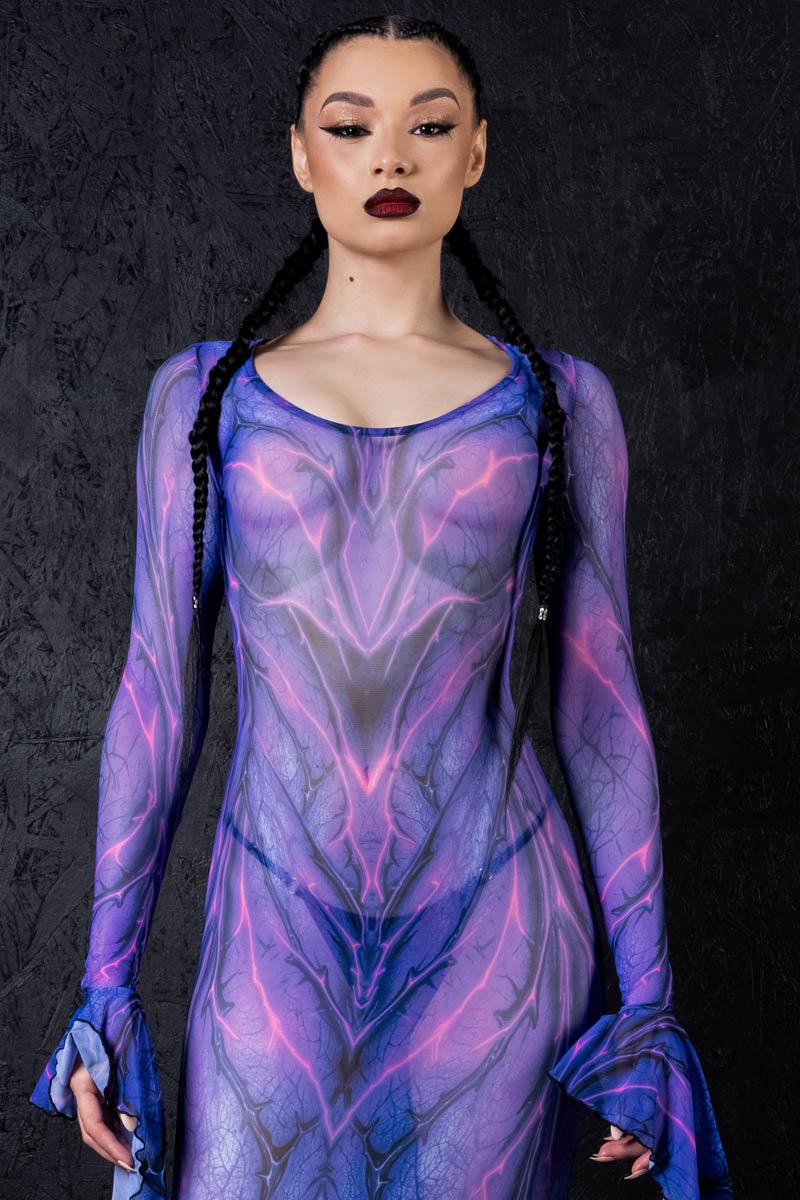 Violet Witch Sheer Mesh Dress