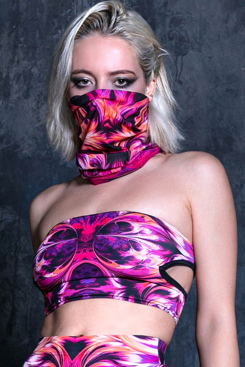 Burning Flower Rave Cut Out Tube Top Close View