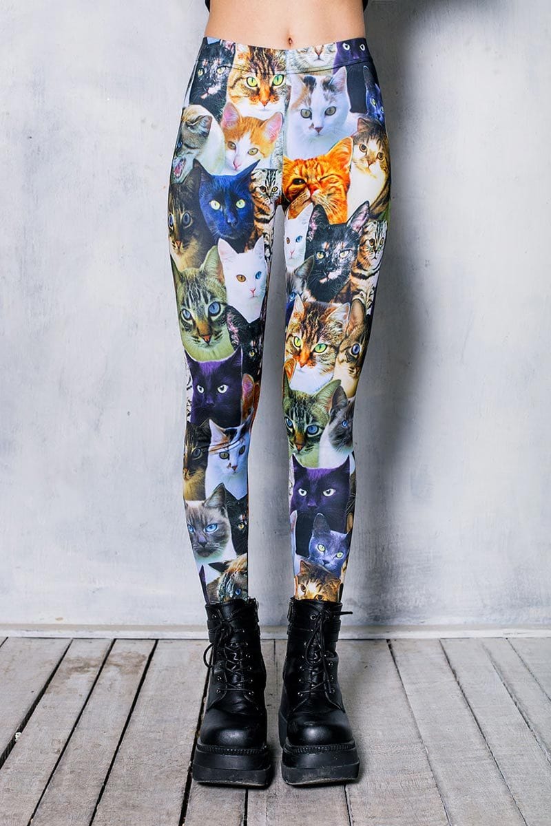 Cute Spandex Leggings with Printed Cats