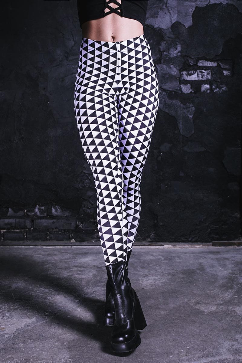 Checkered Leggings with High Waist and Ankle Length