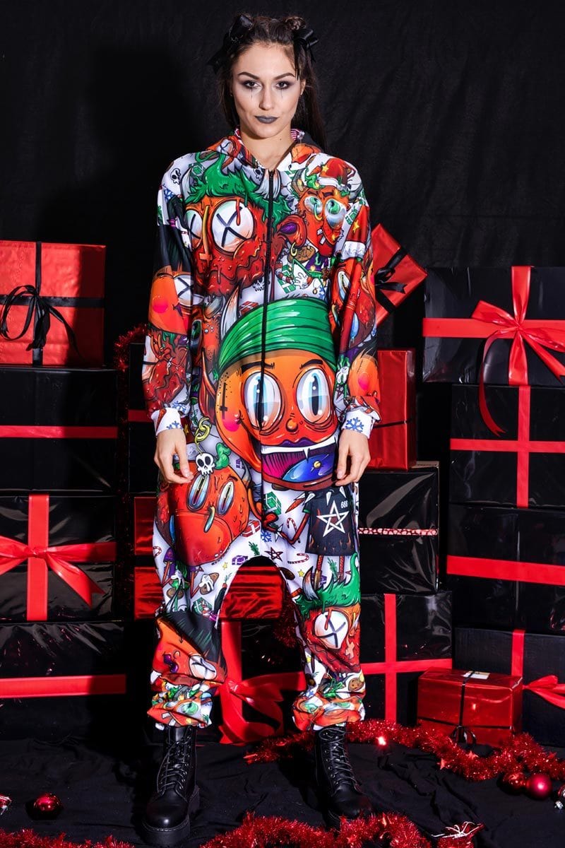Christmas Madness Hood Onesie Full View