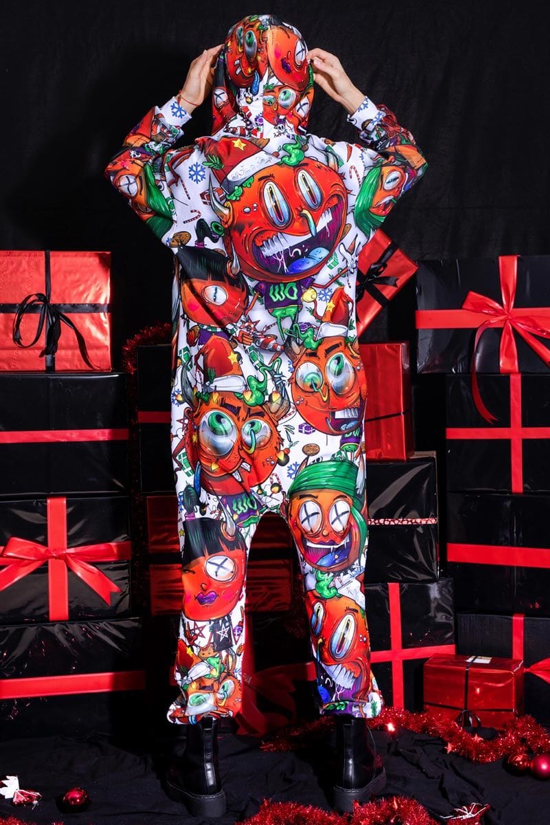 Christmas Madness Hood Onesie Back View