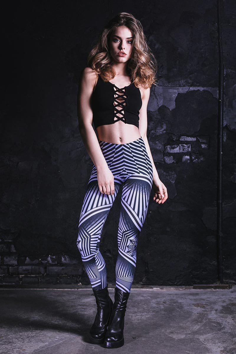 Grey Chain Leggings Front View