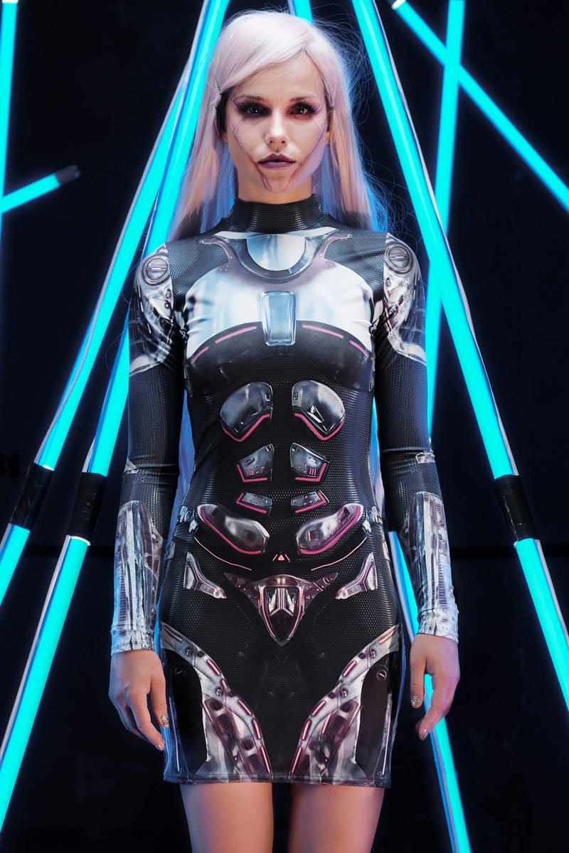 Prototype Robot Bodycon Dress - Cyberpunk Cosplay