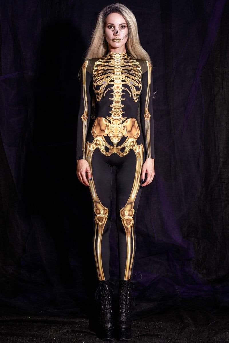 Gold Skeleton Costume Front View