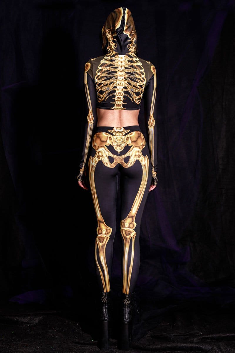Golden Skeleton Leggings Back View