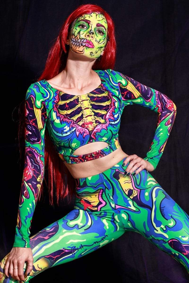 Green Emerald Skeleton Bra Top for Halloween