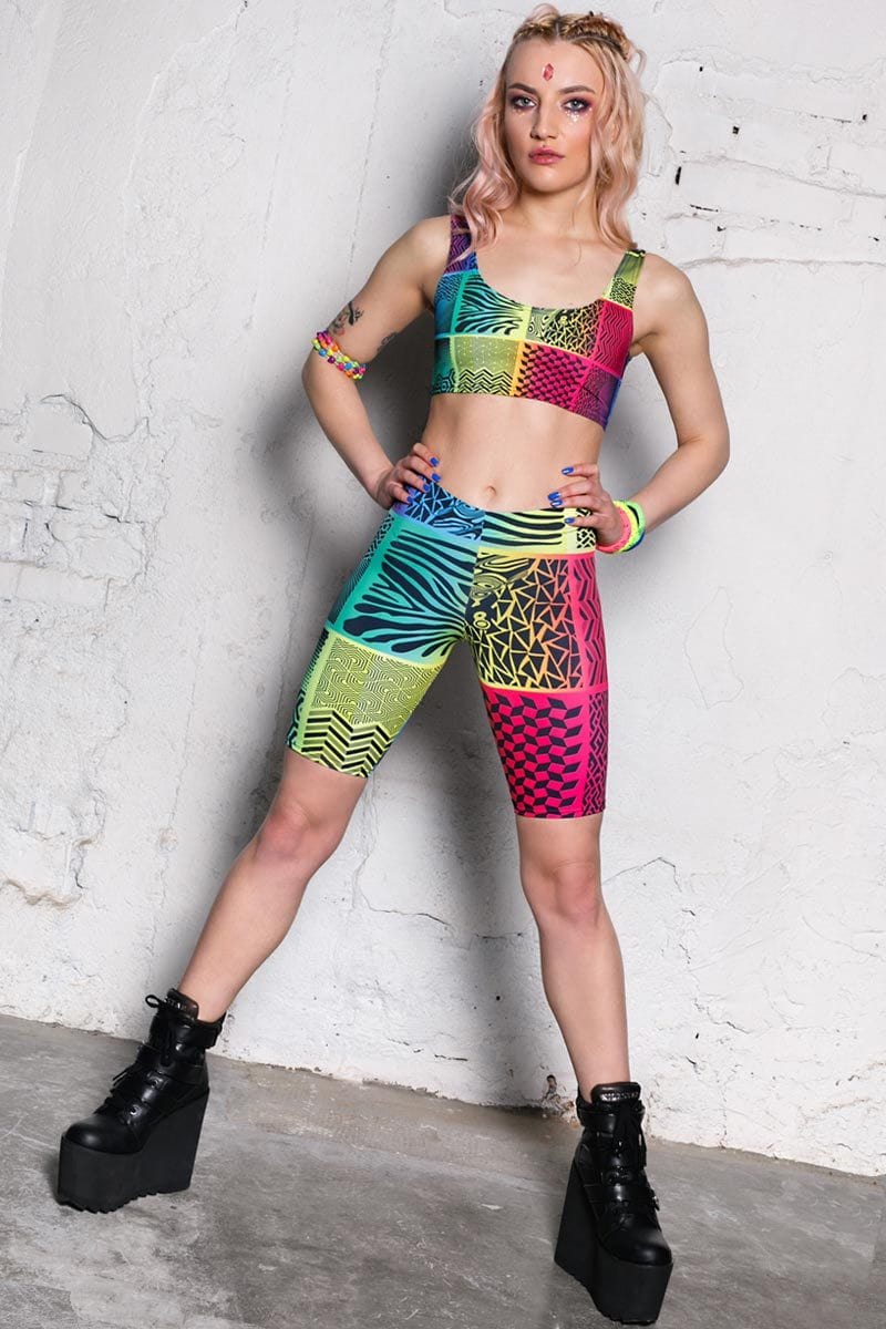 Rainbow Streaks Biker Shorts Full View