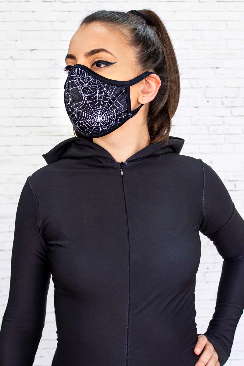 Spider Web Reusable Face Mask Left View
