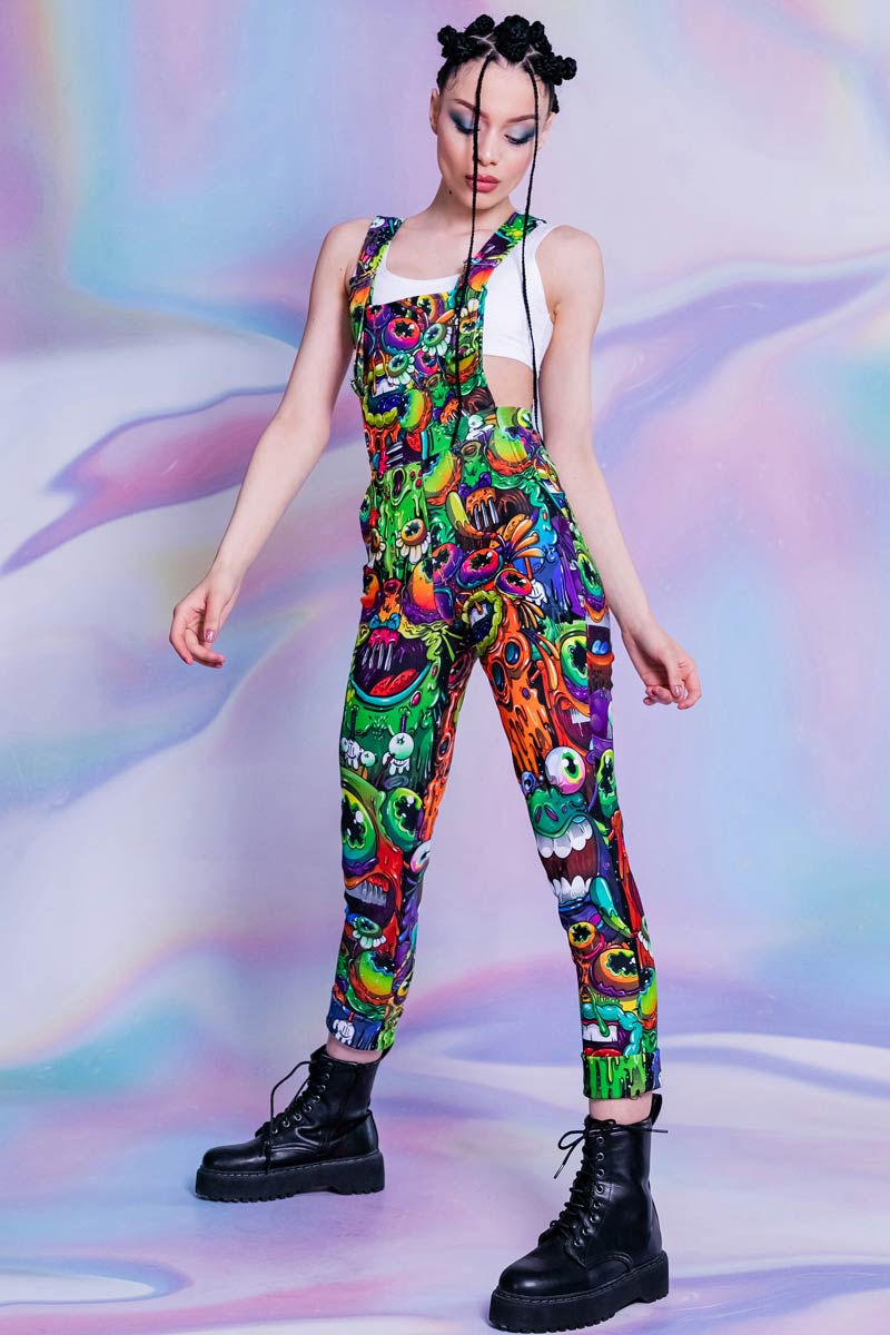 Drippy Aliens Overalls Full View