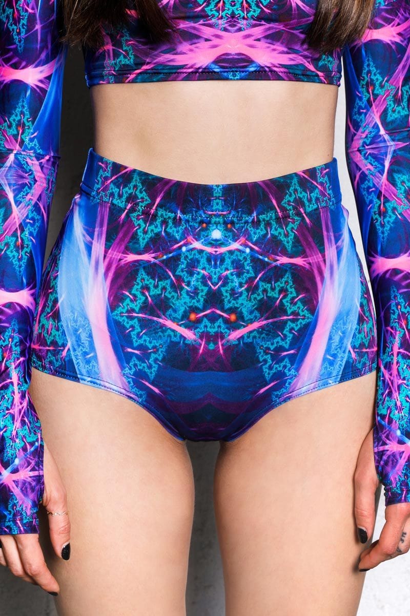 Electric Blue Booty Shorts Close View