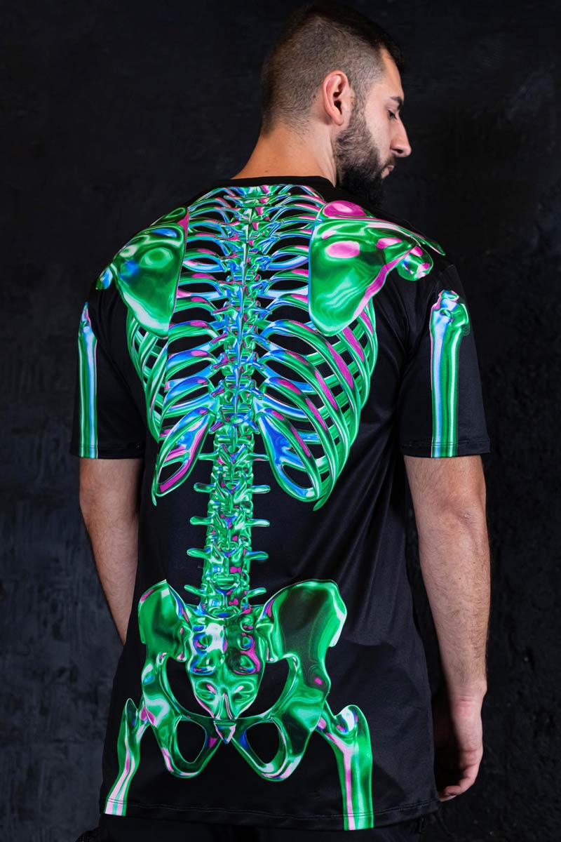 Emerald Skeleton Men Oversized Tee Back View