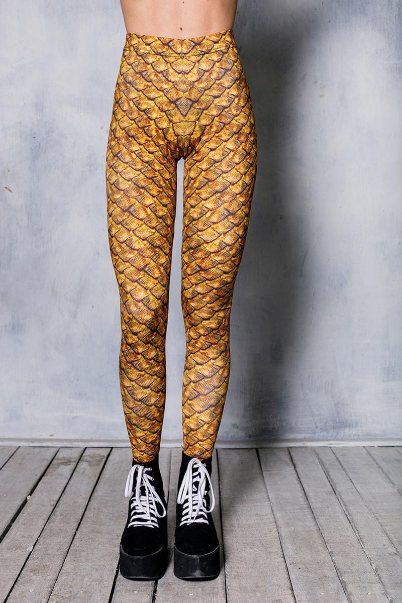 Gold Dragon Scale Leggings from Spandex
