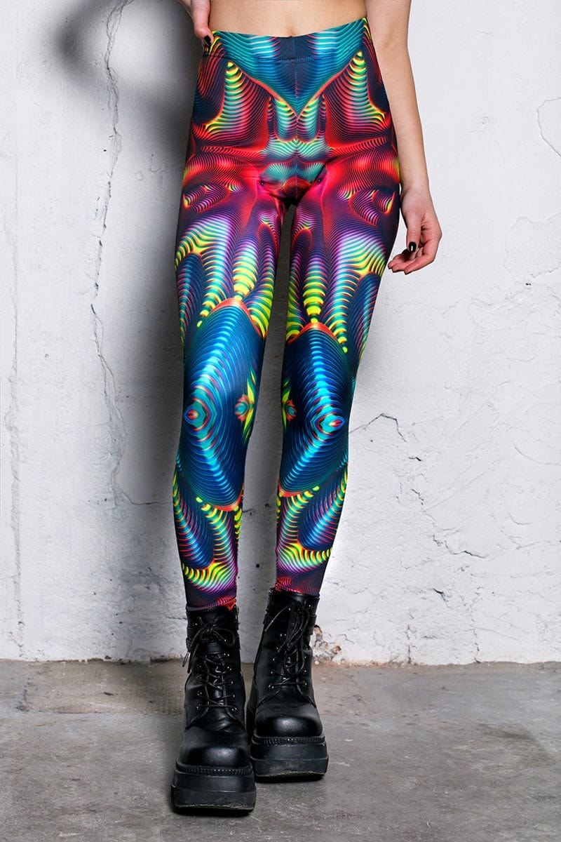 Green Psy Trance Leggings for Rave Party