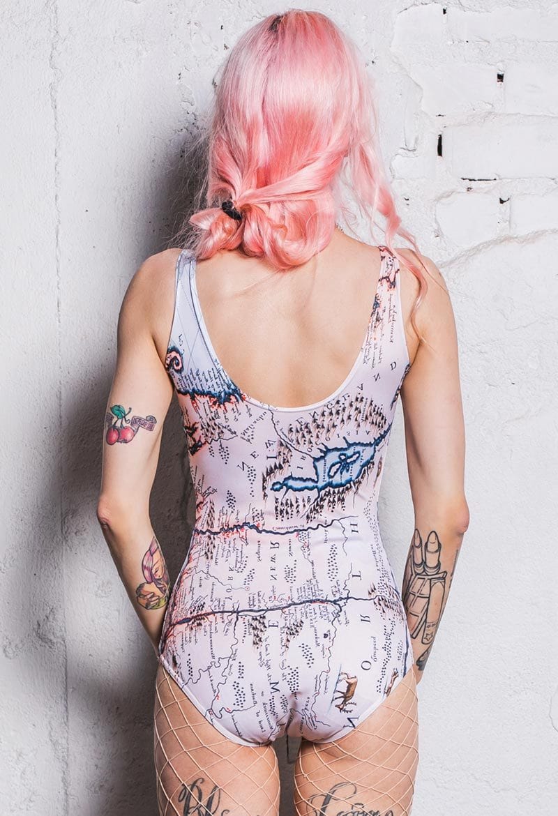 Map One Piece Swimsuit Back View