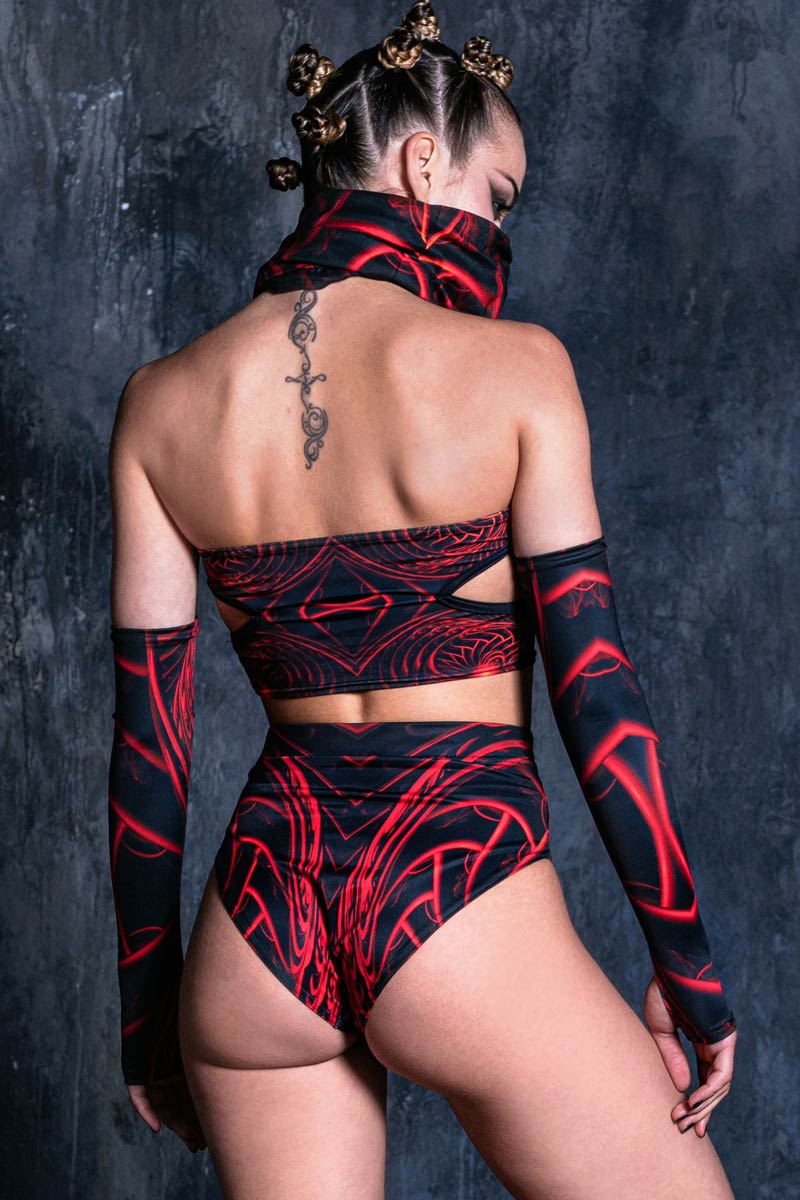 Red Dragon Festival Cut Out Tube Top Back View