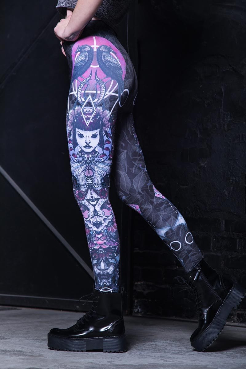 Raven Leggings with Gothic Print for Women