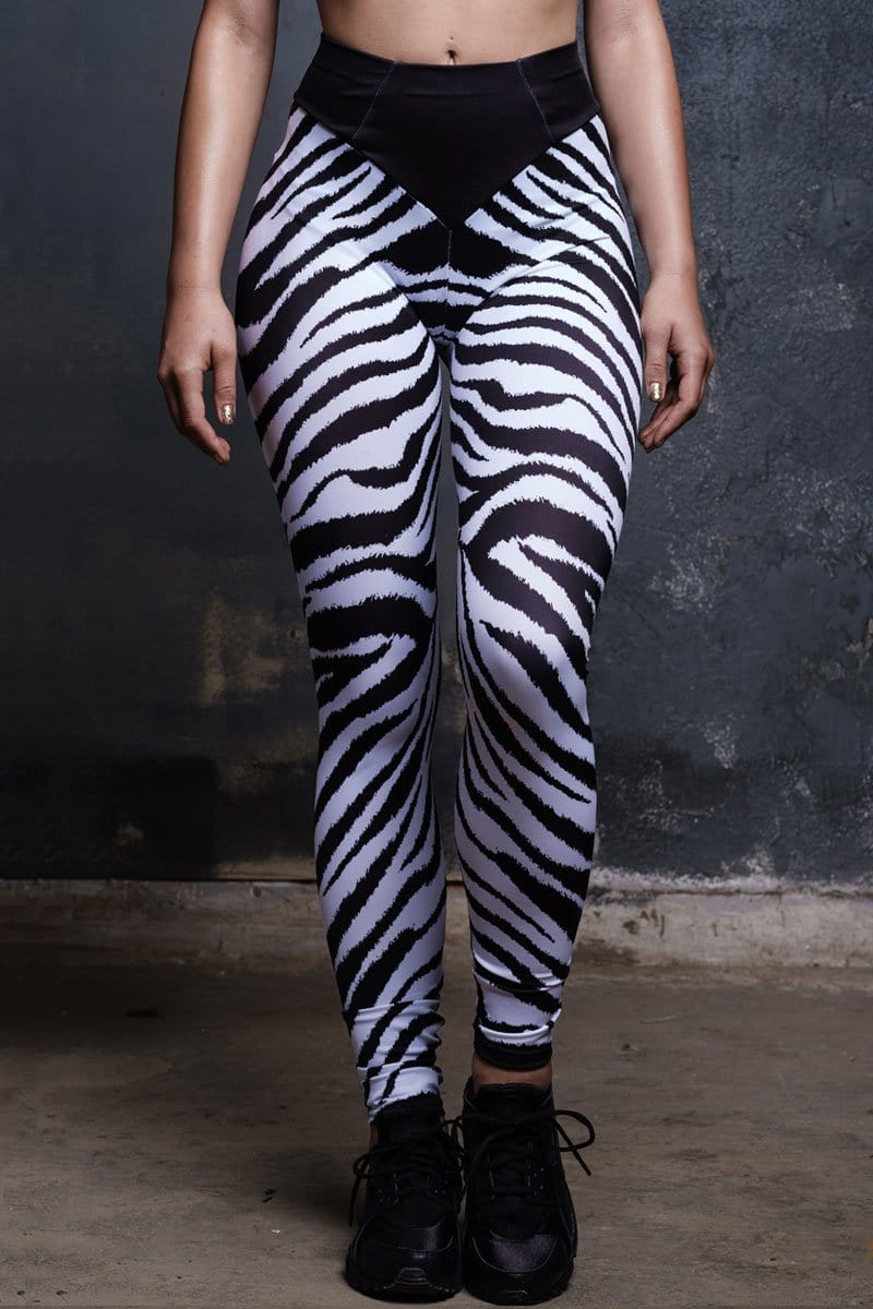 Petite Black Zebra Print High Waist Sports Leggings
