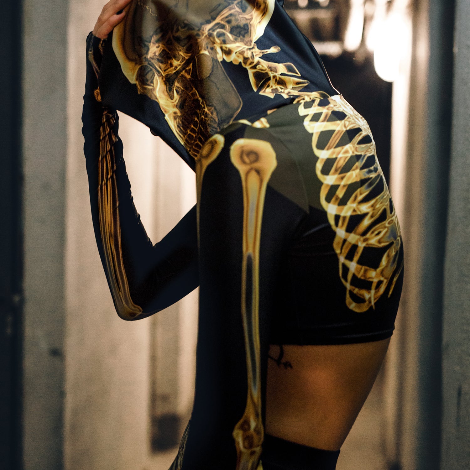 gold skeleton halloween costume for women