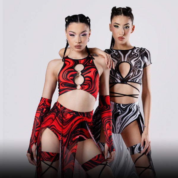 All Black Open Back Bodysuit with Open Front for Rave | Devil Walking