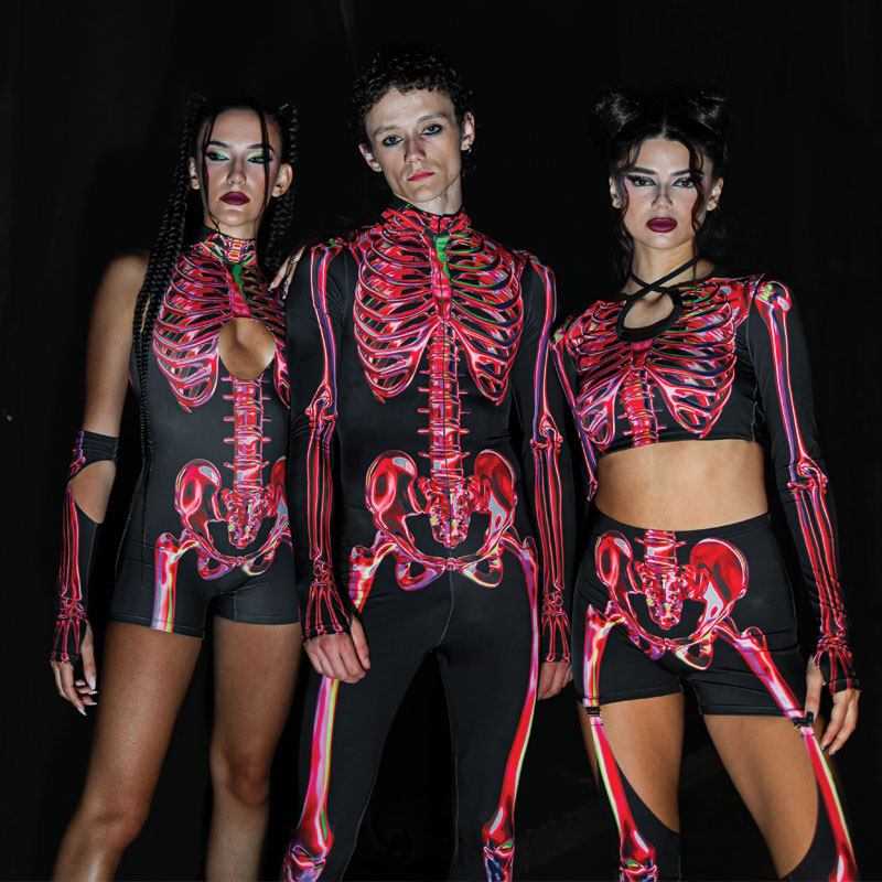 Mechanical Skeleton Leggings for Halloween in Black