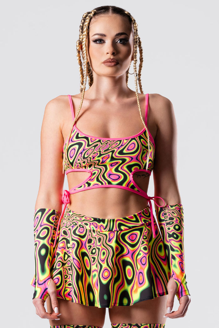 Rave Outfit Acid Euphoria Skirt Set Close Front View