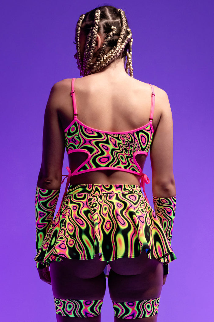Rave Outfit Acid Euphoria Skirt Set Uv Close Back View