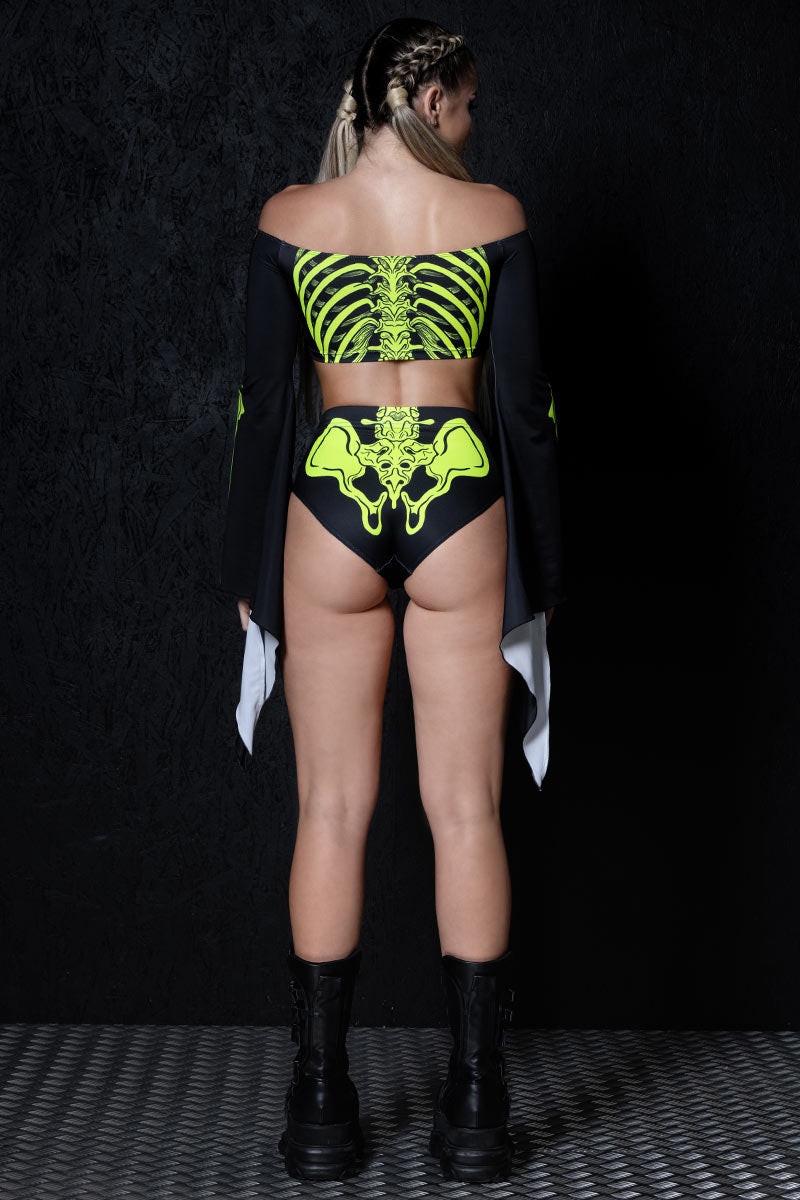 Acid Skeleton Booty Shorts Set Back View