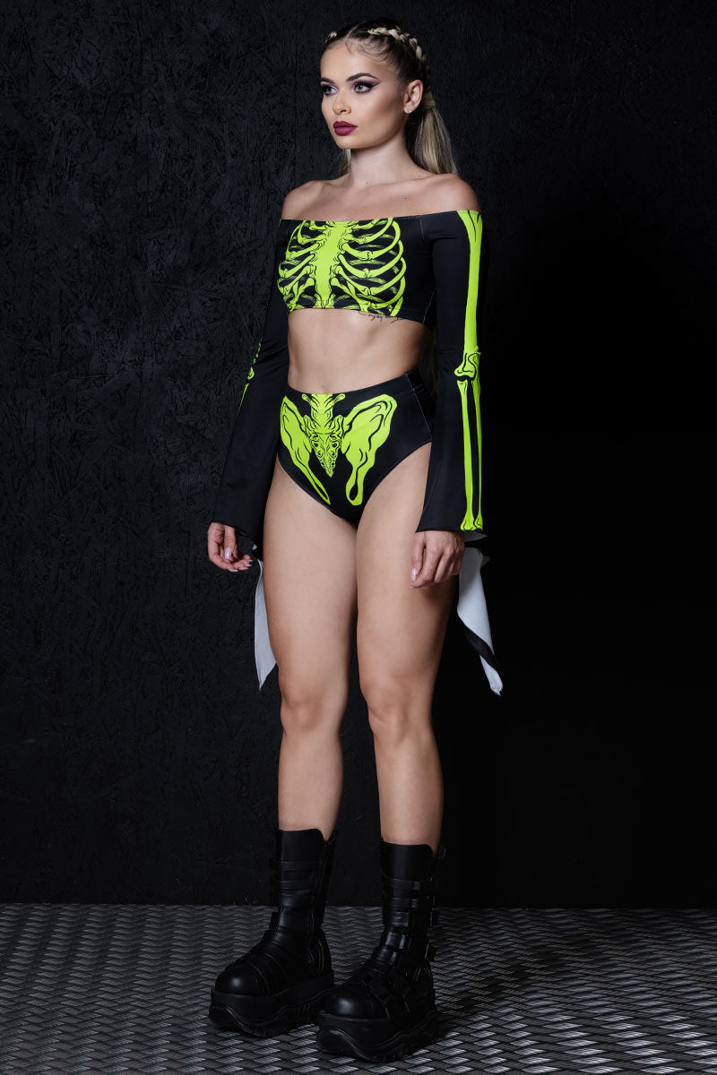 Acid Skeleton Booty Shorts Set Side View