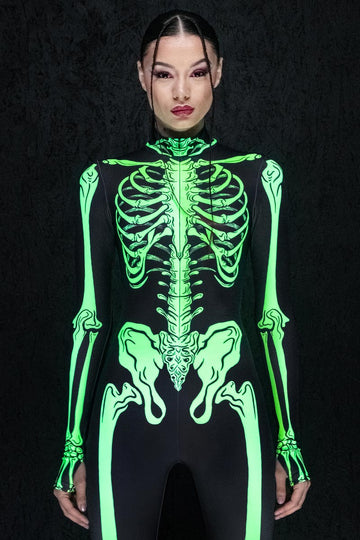 green skeleton dress Holiday Home Halloween Lady Skeleton in Green Dress, 5.9 in