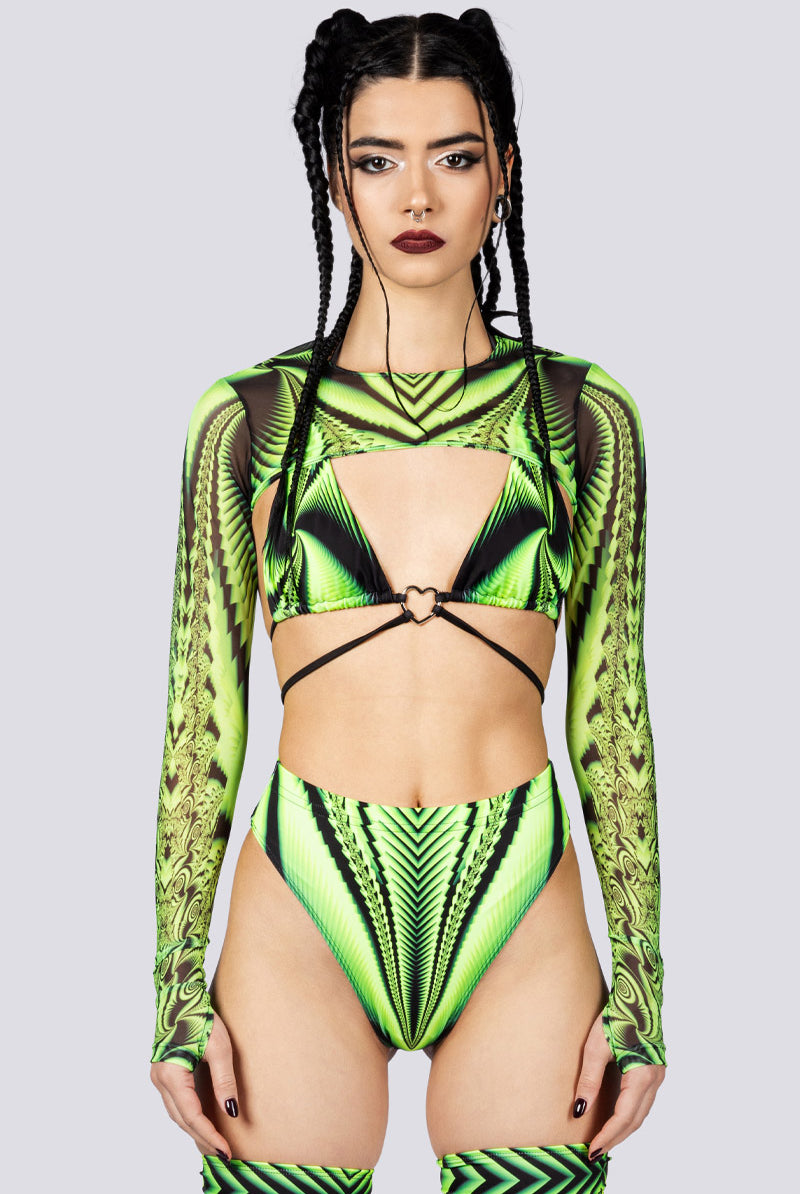 Acidia High Cut Booty Shorts Front Close View