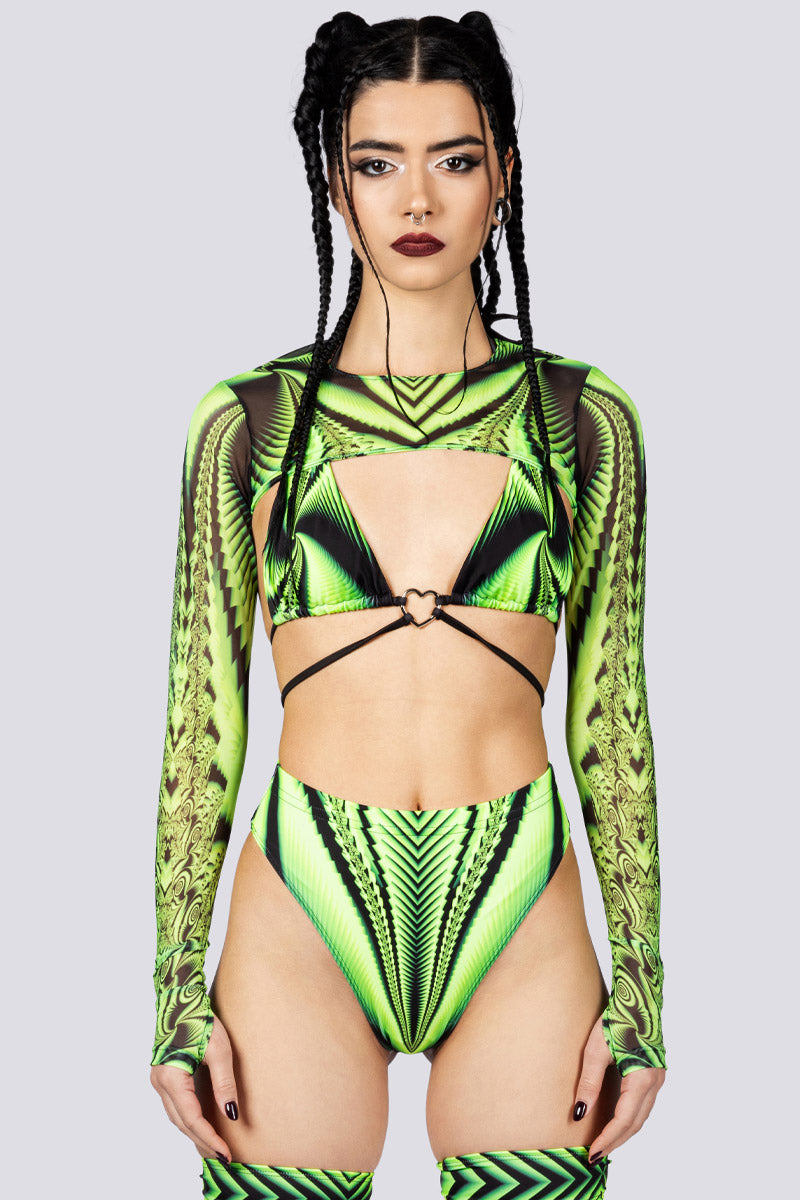 Acidia High Cut Booty Shorts Front Close View