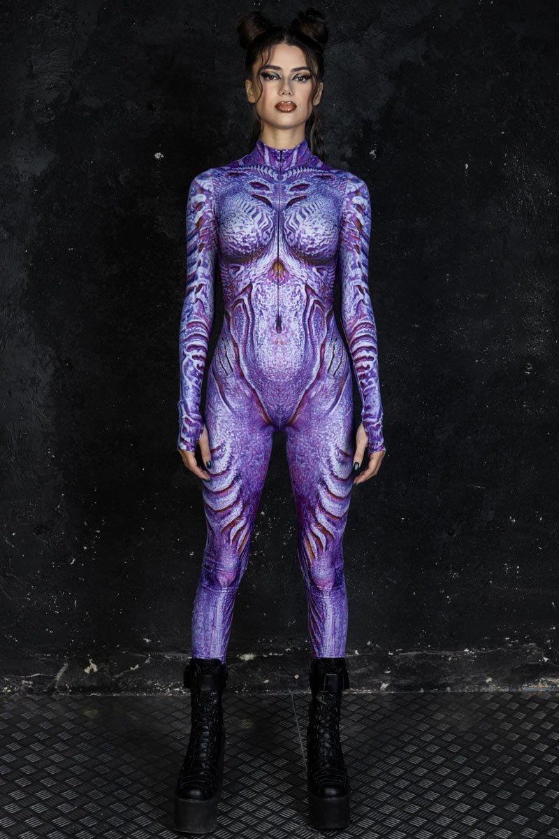 Printed Women Sexy Alien Skin Costume for Halloween