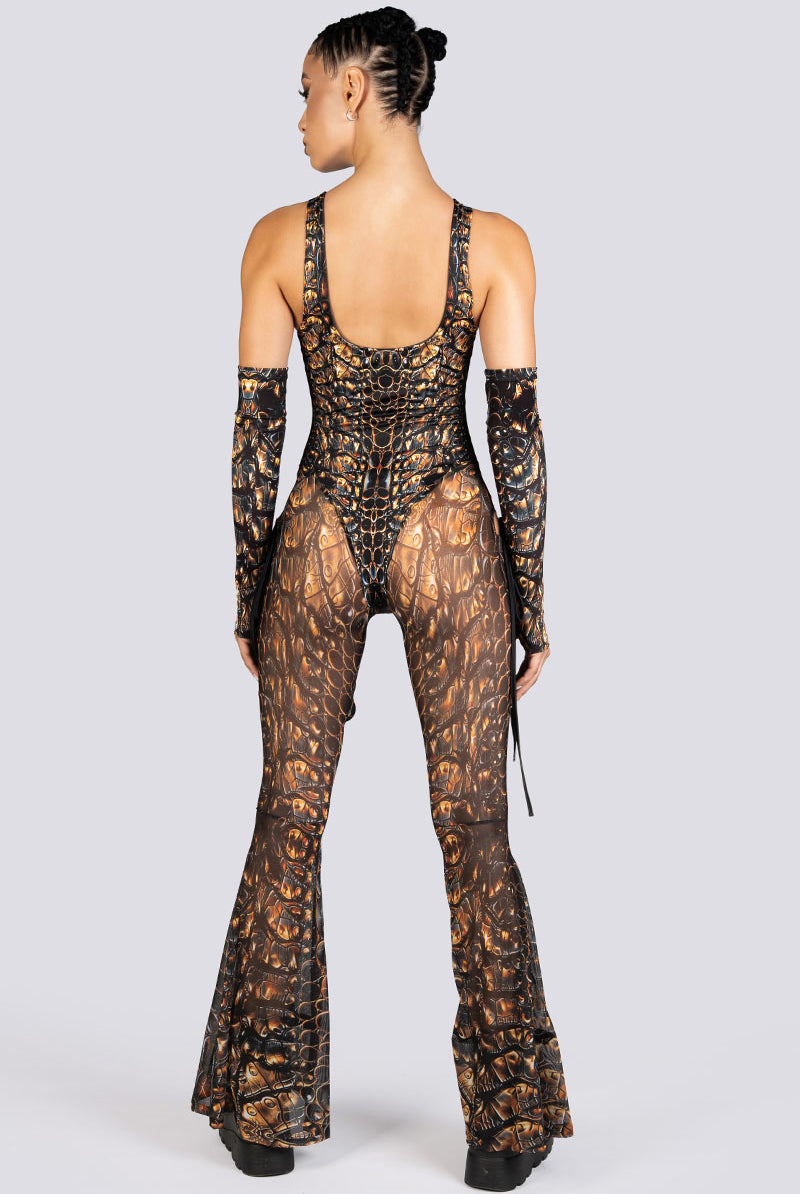 Alligator Ribbon Cut Out Jumpsuit Rave Halloween Clothes