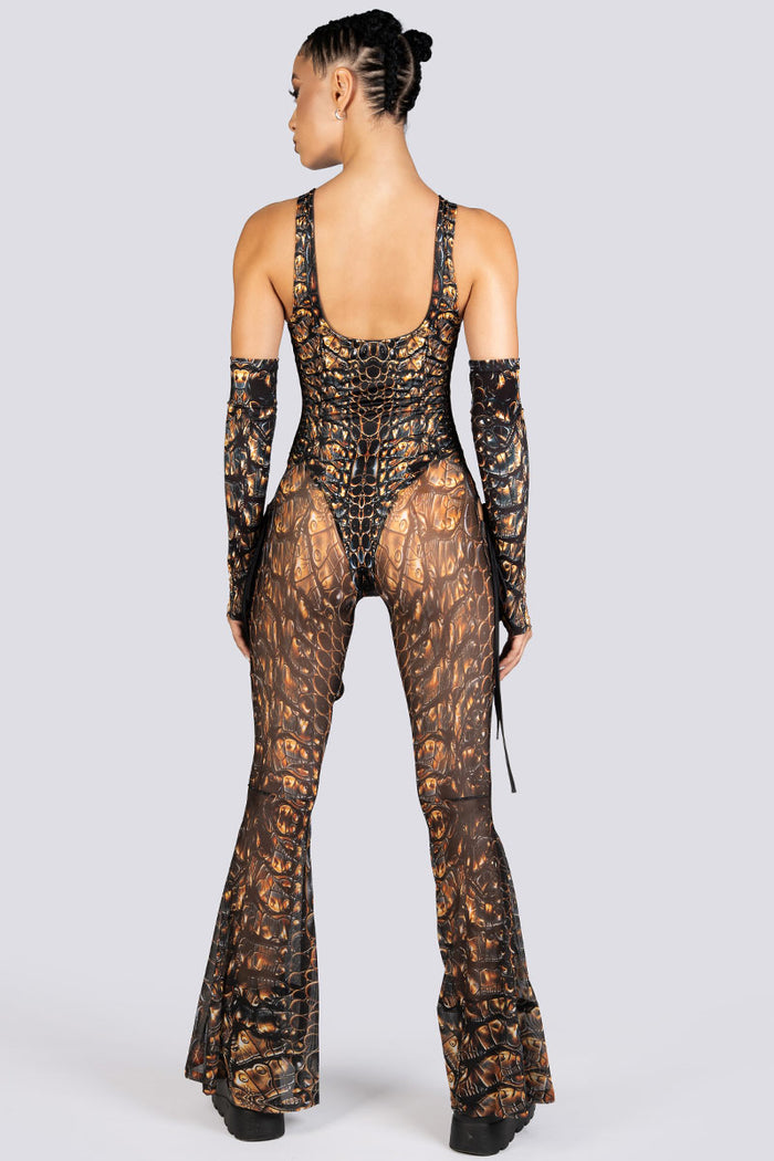 Alligator Ribbon Cut Out Jumpsuit Rave Halloween Clothes