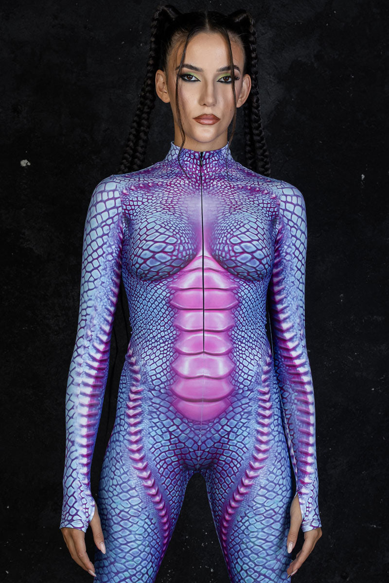 Printed Sexy Aqua Reptile Women Costume for Halloween | Devil Walking