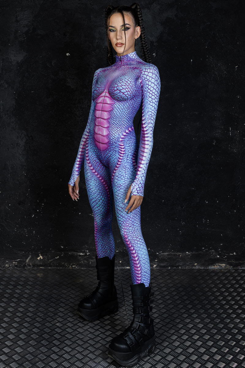 Printed Sexy Aqua Reptile Women Costume for Halloween | Devil Walking